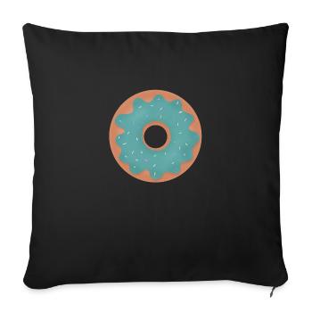 Donut with turquoise glaze - Sofa pillowcase 17,3'' x 17,3'' (45 x 45 cm) - black - Front