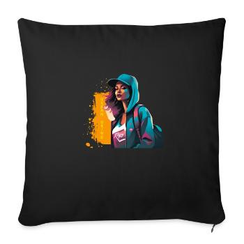 Urban Grind Girl - Sofa pillowcase 17,3'' x 17,3'' (45 x 45 cm) - black - Front