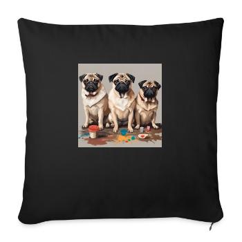 Mops Kunst Pug Art - Sofa pillowcase 17,3'' x 17,3'' (45 x 45 cm) - black - Front