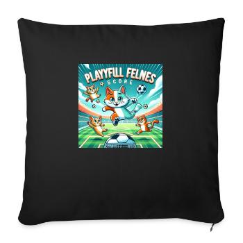 Soccer Cats 003 - Sofa pillowcase 17,3'' x 17,3'' (45 x 45 cm) - black - Front
