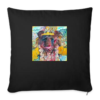 Kriegerischer Löwe - Sofakissenbezug 45 x 45 cm - Schwarz - Vorne