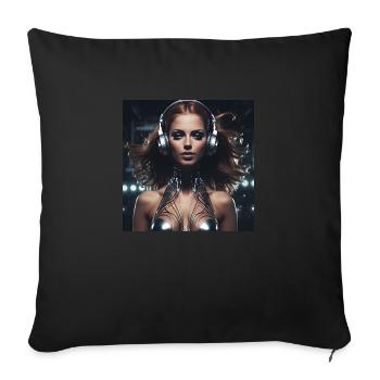 techno girl - Sofa pillowcase 17,3'' x 17,3'' (45 x 45 cm) - black - Front