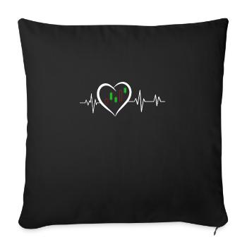 battement de cœur boursier - Housse de coussin décorative 45 x 45 cm - noir - Devant