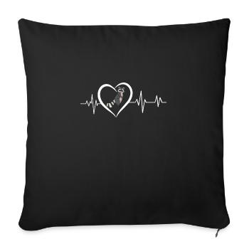 Raccoon heartbeat - Sofa pillowcase 17,3'' x 17,3'' (45 x 45 cm) - black - Front