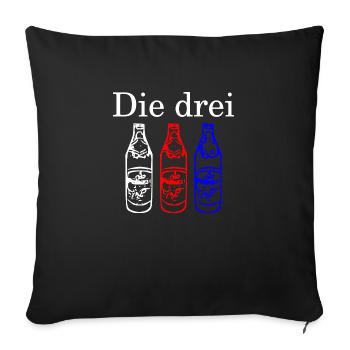 Die Drei Flaschen - hell - Sofakissenbezug 45 x 45 cm - Schwarz - Vorne