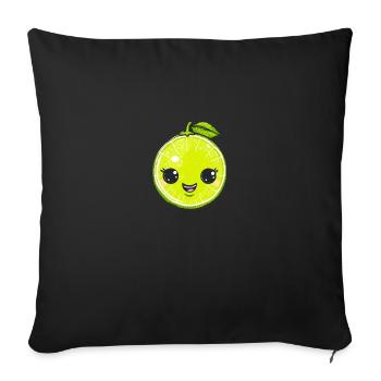 Citron vert heureux dans le style de dessin animé vert - Housse de coussin décorative 45 x 45 cm - noir - Devant