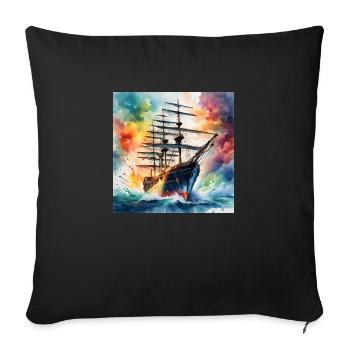Sailing ship - Sofa pillowcase 17,3'' x 17,3'' (45 x 45 cm) - black - Front