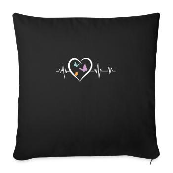 battement de cœur papillons - Housse de coussin décorative 45 x 45 cm - noir - Devant