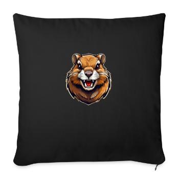 Animal sauvage en colère gopher combatif - Housse de coussin décorative 45 x 45 cm - noir - Devant