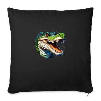 Sauvage en colère animal pugnace combatif crocodile - Housse de coussin décorative 45 x 45 cm - noir - Devant