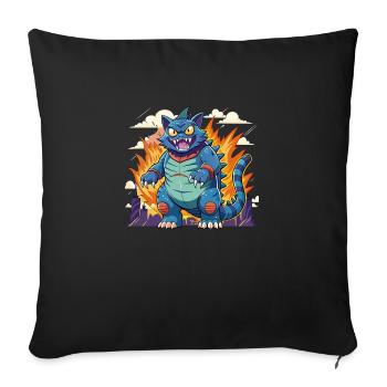 Chat Catzilla se tenant dangereusement sur deux pattes - Housse de coussin décorative 45 x 45 cm - noir - Devant