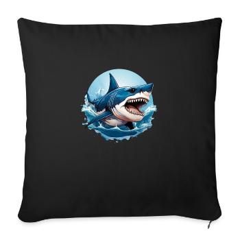 Sauvage en colère animal combative requin mascotte cool - Housse de coussin décorative 45 x 45 cm - noir - Devant