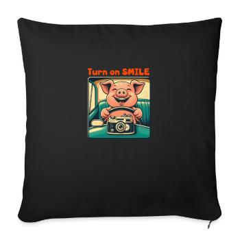 Smiling Pig - Sofa pillowcase 17,3'' x 17,3'' (45 x 45 cm) - black - Front