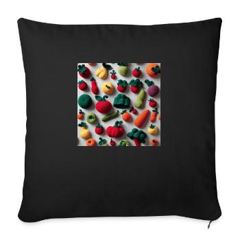 Vegetables - Sofa pillowcase 17,3'' x 17,3'' (45 x 45 cm) - black - Front