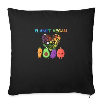 Planet Vegan -Vegetable Heart - Sofa pillowcase 17,3'' x 17,3'' (45 x 45 cm) - black - Front