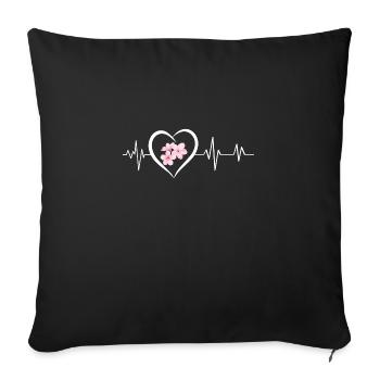 Cherry blossom heartbeat - Sofa pillowcase 17,3'' x 17,3'' (45 x 45 cm) - black - Front