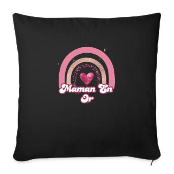 Mama in Gold Regenbogen Rose - Mama Geschenk - Sofakissenbezug 45 x 45 cm - Schwarz - Vorne