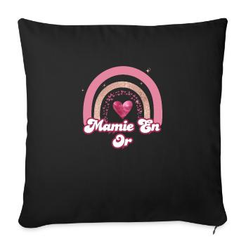 mamie en or rainbow rose - cadeau mamie - Housse de coussin décorative 45 x 45 cm - noir - Devant