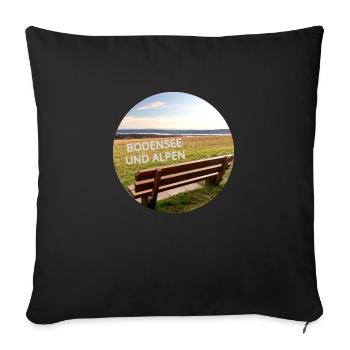Point de vue sur le lac de Constance et les Alpes avec siège en bois - Housse de coussin décorative 45 x 45 cm - noir - Devant