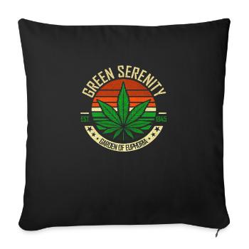 Vert sérénité rétro feuille de cannabis 420 - Housse de coussin décorative 45 x 45 cm - noir - Devant