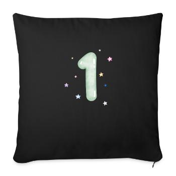 1e anniversaire watercolor étoile - Housse de coussin décorative 45 x 45 cm - noir - Devant