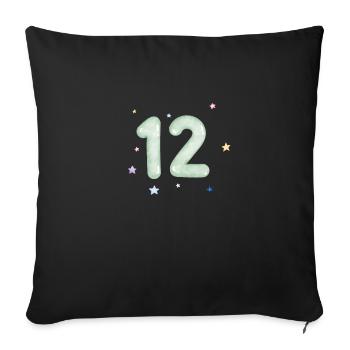 12e anniversaire watercolor étoile - Housse de coussin décorative 45 x 45 cm - noir - Devant