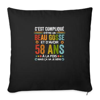 58 ans Cadeau Anniversaire 58 ans Drôle - Housse de coussin décorative 45 x 45 cm - noir - Devant