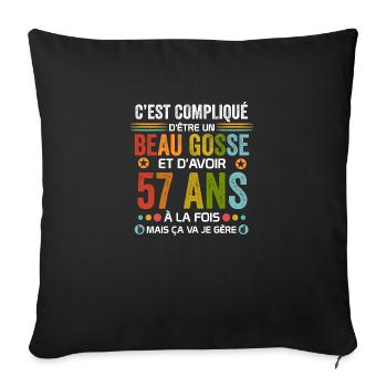 57 ans Cadeau Anniversaire 57 ans Drôle - Housse de coussin décorative 45 x 45 cm - noir - Devant