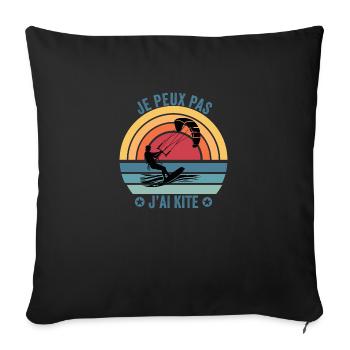 je peux pas j'ai kite cadeau drôle kitesurf - Housse de coussin décorative 45 x 45 cm - noir - Devant
