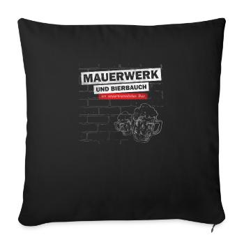 maurer - Mauerwerk und Bierbauch - ein Duo - Sofakissenbezug 45 x 45 cm - Schwarz - Vorne