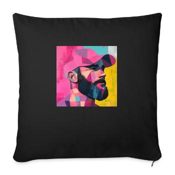 Full beard - Sofa pillowcase 17,3'' x 17,3'' (45 x 45 cm) - black - Front
