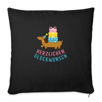 Vœux d’anniversaire avec motif teckel - Housse de coussin décorative 45 x 45 cm - noir - Devant