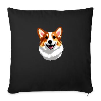 Süßer glücklicher Corgi - Sofakissenbezug 45 x 45 cm - Schwarz - Vorne