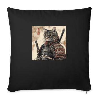 Katze Samurai Japan Ukiyo-E - Sofakissenbezug 45 x 45 cm - Schwarz - Vorne