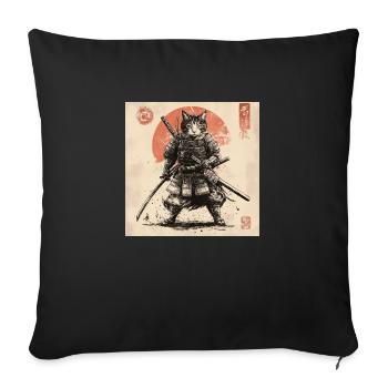 Katze Samurai Japan Ukiyo-E - Sofakissenbezug 45 x 45 cm - Schwarz - Vorne