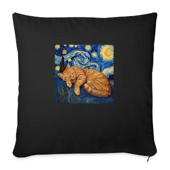 Cat Van Gogh Starry Night - Sofa pillowcase 17,3'' x 17,3'' (45 x 45 cm) - black - Front