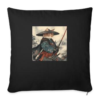 Katze Samurai Japan Ukiyo-E - Sofakissenbezug 45 x 45 cm - Schwarz - Vorne