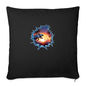 Autocollant T-rex de dinosaure - Housse de coussin décorative 45 x 45 cm - noir - Devant