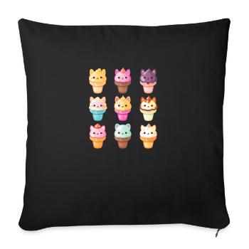 Cute Kawaii Cat Anime Ice Cream Candy - Sofa pillowcase 17,3'' x 17,3'' (45 x 45 cm) - black - Front