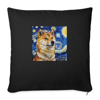 Shiba Inu Van Gogh - Sofa pillowcase 17,3'' x 17,3'' (45 x 45 cm) - black - Front
