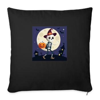 Squelette mignon au clair de lune - Housse de coussin décorative 45 x 45 cm - noir - Devant