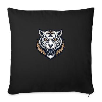 Tête de tigre puissante - Housse de coussin décorative 45 x 45 cm - noir - Devant