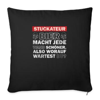 Plâtrier - La bière rend chaque mur plus beau - Housse de coussin décorative 45 x 45 cm - noir - Devant