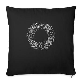 Couronne florale blanche - L’élégance intemporelle dans les lignes - Housse de coussin décorative 45 x 45 cm - noir - Devant