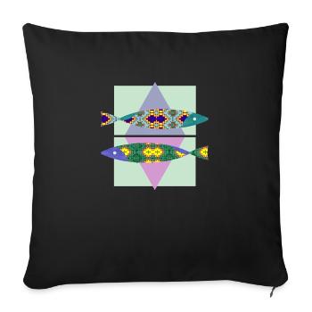 Poissons - Housse de coussin décorative 45 x 45 cm - noir - Devant