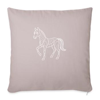 Cheval futuriste - Dessin au trait - Housse de coussin décorative 45 x 45 cm - taupe clair - Devant