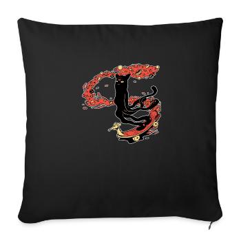 Le chat mou fait du skate dans l'espace - Housse de coussin décorative 45 x 45 cm - noir - Devant
