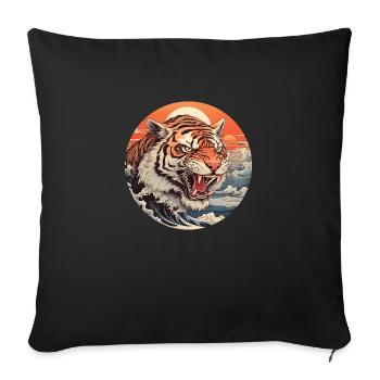 Angry tiger wave Ukiyo-e Hokusai - Sofa pillowcase 17,3'' x 17,3'' (45 x 45 cm) - black - Front