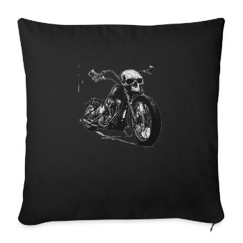 Motorrad mit Totenkopf - Sofakissenbezug 45 x 45 cm - Schwarz - Vorne