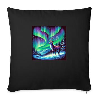 Cerf Aurore boréale - Housse de coussin décorative 45 x 45 cm - noir - Devant